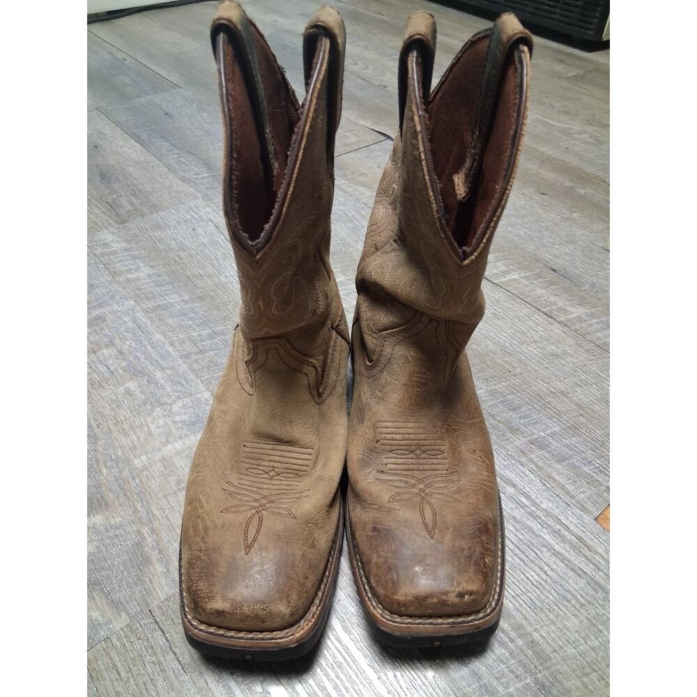 Justin Brown Leather Square Toe Waterproof Work Boot. Camo. Men’s Size 8B.